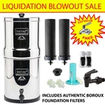Big Berkey 2.25 Gal Gravity Water Filter W/ 2 Boroux Foundation Black Filters. Fixed Price $249.99.