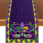 Rvsticty Linen Mardi Gras Table Runner New Orleans Brazi Carnival Tablecloth. Fixed Price $17.89.