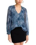 Aqua L36201 Womens Metallic Blue Feather V Neck Blouse Size Xs. Fixed Price $61.20.