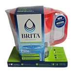 New Brita Elite 6-cup Red Water Pitcher 1 Pack Clean Filter Smart Alert. Fixed Price $15.00.