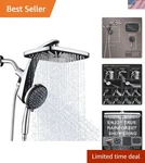Luxury Rain Shower System With 10 Modes, Polished Chrome Finish & Self-cleaning. Fixed Price $92.99.
