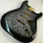 Strat Guitar Body Sss 3 Pcs North American Alder Paisley Silver/black 4.8lbs. Fixed Price $159.00.