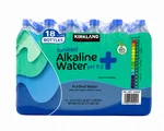 Kirkland Signature Alkaline Water, 1 L, 18-pack Bottles. Fixed Price $30.00.