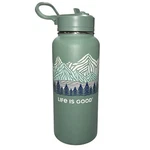 Life Is Good Stainless Steel Travel Water Bottle 32 Oz Green Mountains Nature. Fixed Price $19.99.