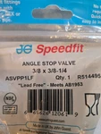 John Guest Speedfit Angle Stop Adapter Valve Lead Free 3/8 X 1/4 Asvpp1lf. Fixed Price $11.99.